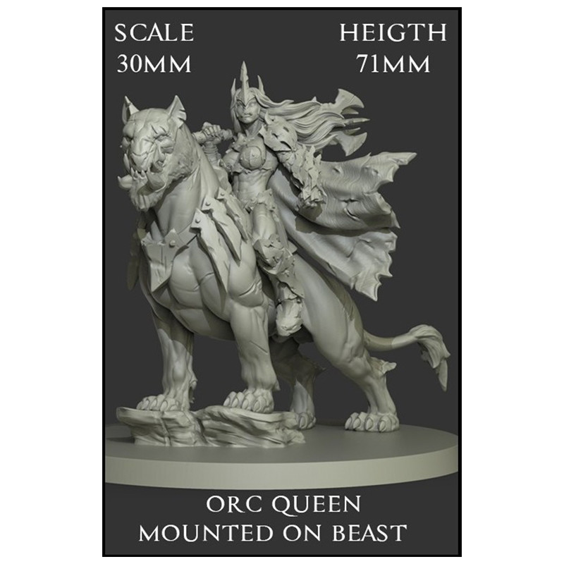 Orc Queen Mounted On Beast Scale 30mm