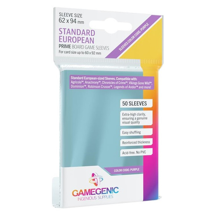 Gamegenic: Prime Standard European-Sized Sleeves 62x94mm Clear