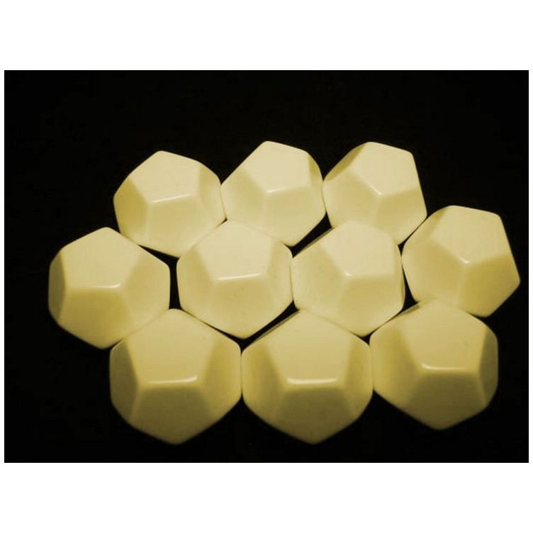 Opaque Polyhedral Ivory Blank 12-sided dice (10 unid)